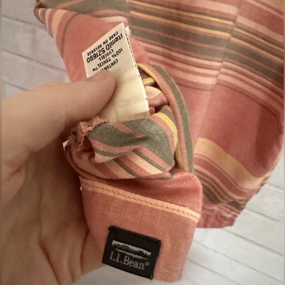 LL Bean Women’s Mountainside Shirt Sienna brick stripe Size L  (14-16) #1919 - Picture 7 of 7